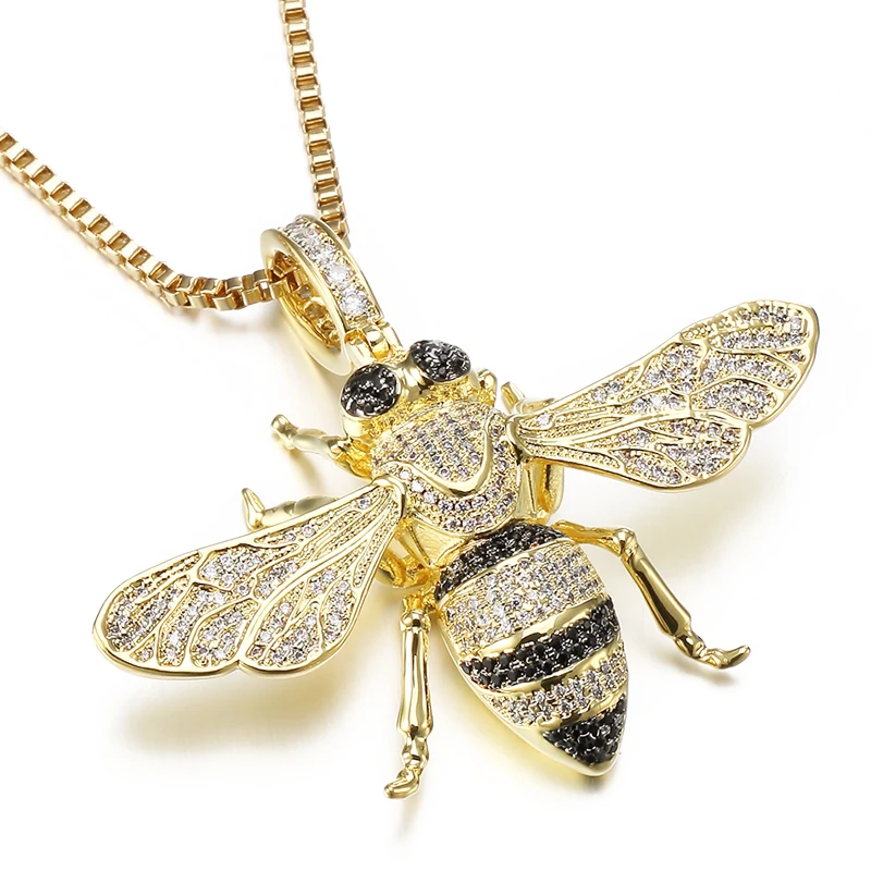 Jasen Hot Selling Design Big Size Silver Zircon Stone Hip Hop Mens Bee Pendant for Rapper