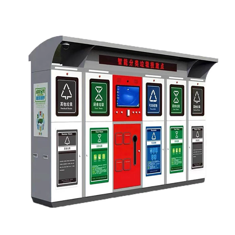 4 compart box trash bin sorting stainless steel dustbin with lid Customized color painted waste classification recycle bin