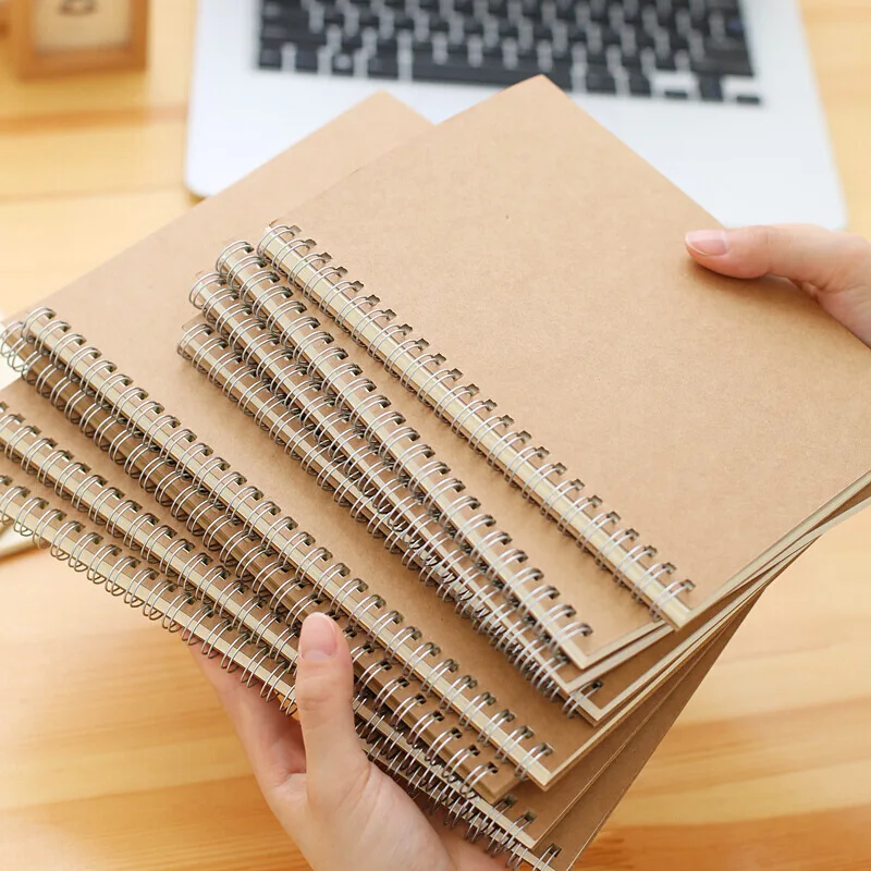 Wholesale notebook supplier A6 A5 A4 size Kraft paper spiral Personalized notebook