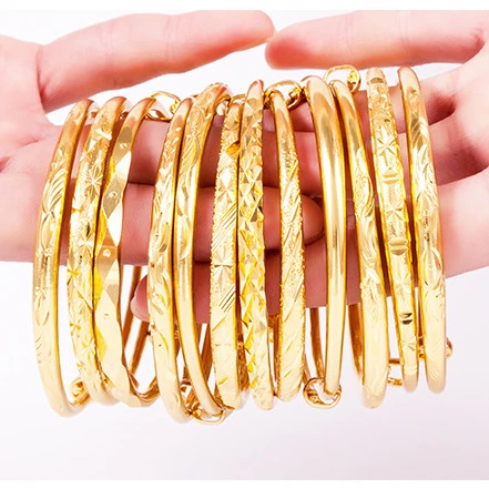 PUSHI 24k Gold Color Dubai Adjustable Ethlyn Fashion Dubai Gold Jewelry Gold Color Bangles & Bracelets Gift jewelry