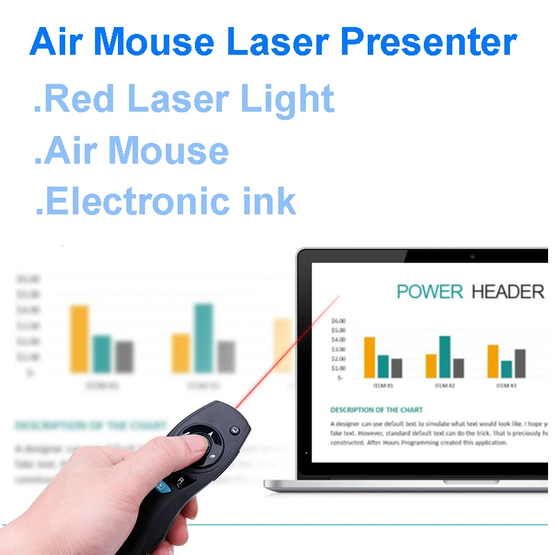 USB Control Clicker for Presentation PowerPoint Telecommande Power Point Presenter Wireless Pointer Flip Pen Puntatore Laser USB