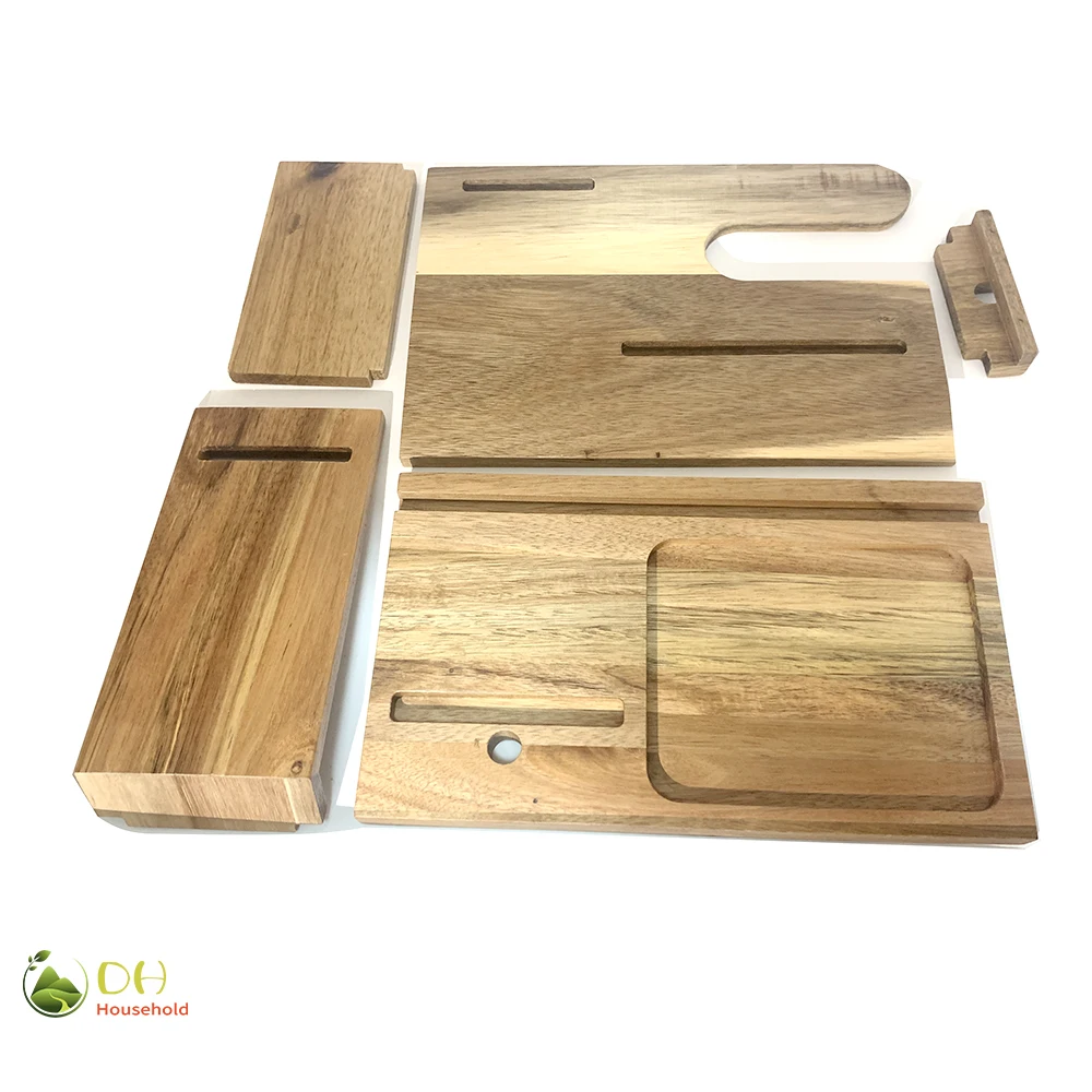 Wooden Phone Docking Station Organizer with Watch Glasses Wallet and Accessories Holder Perfect as a Desk Organizer gift for Men