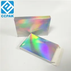 Eyelash/Nail Polish Packaging Hologram paper box Holographic Foil bags with Adhesive sticker