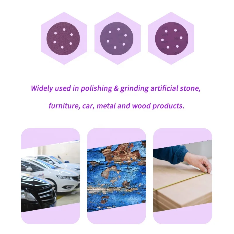 6 Inch Sanding Disc 6 Hole Sandpaper Hook and Loop Sanding Paper Round Orbital Sandpaper for Random Orbital Sander