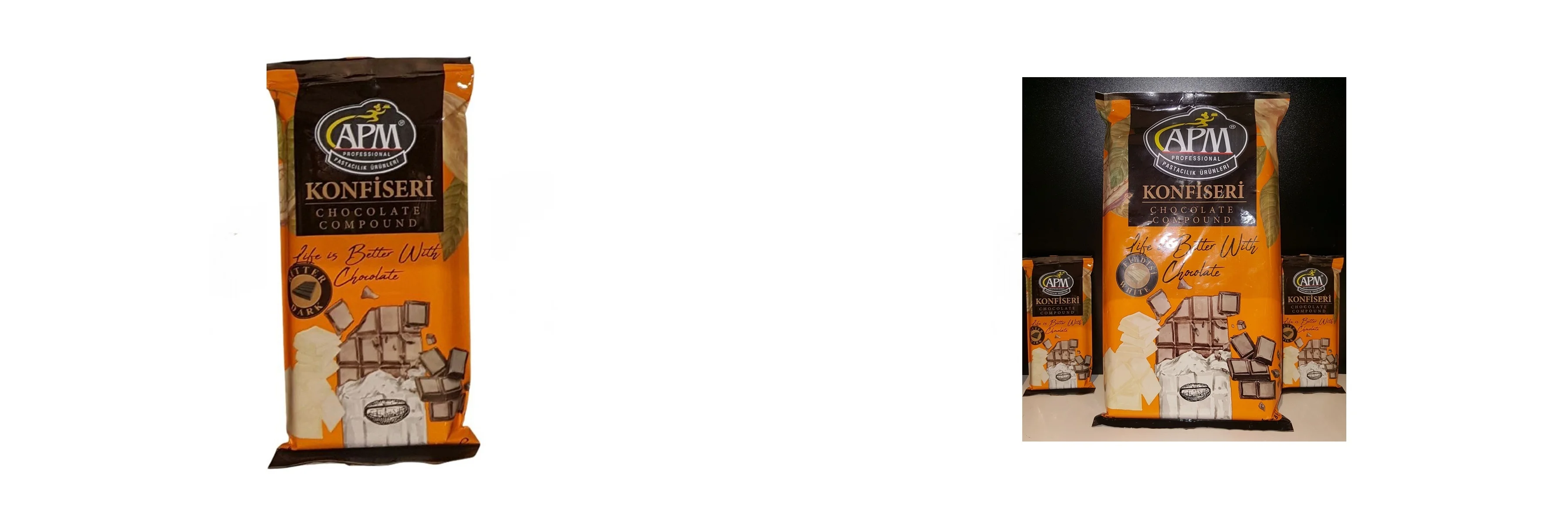 APM Dark Bitter, With Milk, White Confiserie Block Compound Chocolate For Confectionery, Pastry Sectors And Industries