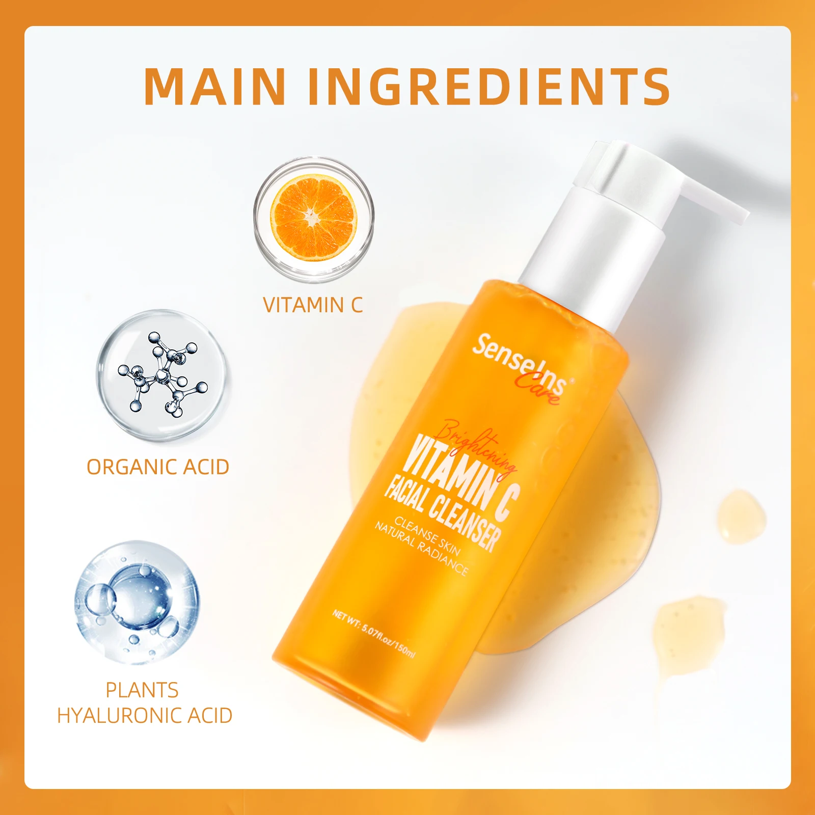 Vitamin C face wash facial cleanser Wholesale Natural organic Whitening Deep Cleansing Oil Control Foaming Facial Cleanser