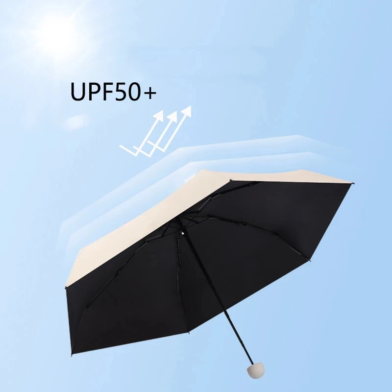 Pocket Rain Umbrella Sun Rain Women Flat Lightweight Parasol Folding Sun Mini Umbrella Small Size for Travel