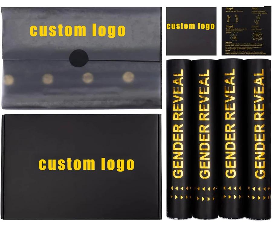 Free custom surface 12inch graduation party celebration confetti cannon gold party popper