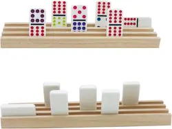 Wooden Domino Tray Rack Mexican Train Wooden Pallet Rack Chicken Feet Wooden Storage Rack, Dominoes Not Included