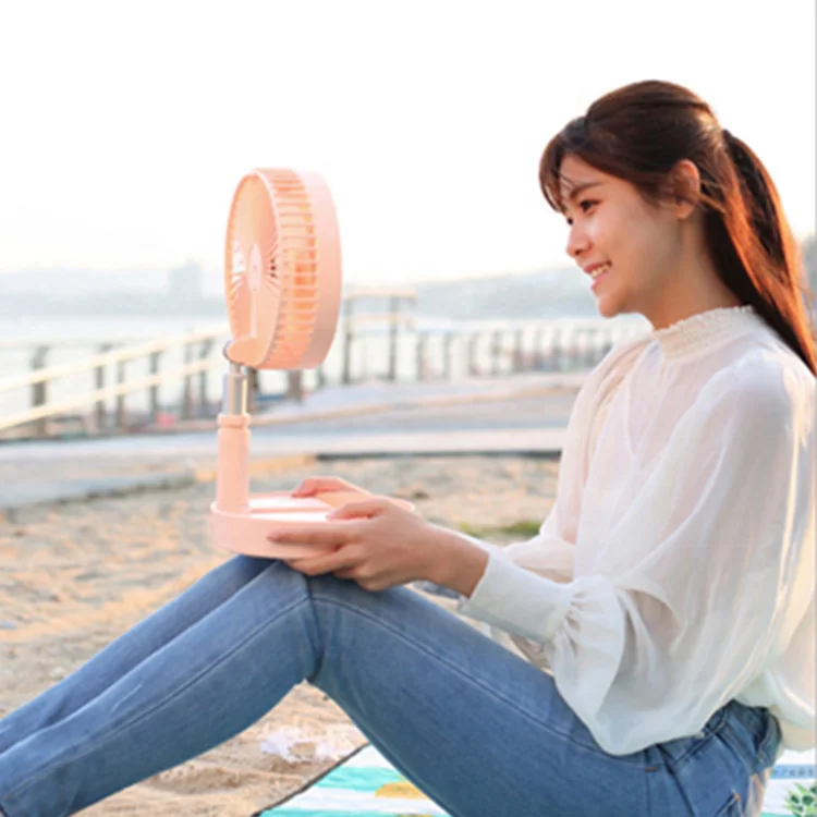 Custom Printed Foldable and Extension-type Fan Retractable Rechargeable Battery Fan USB Charging Small Powering Fan
