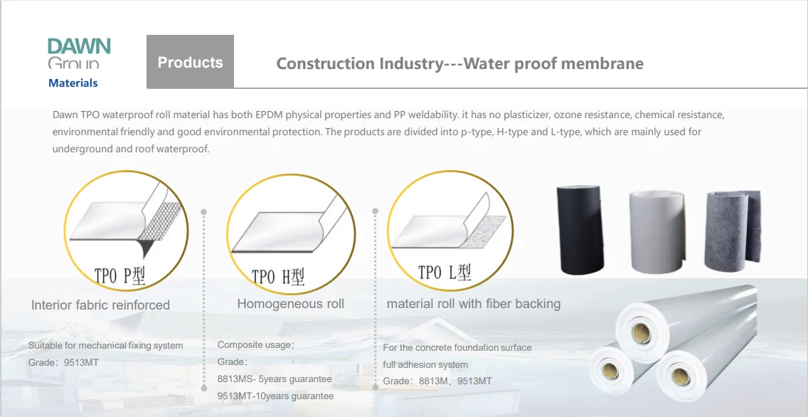 Tpo thermoplastic polyolefin for roofing roller/waterproof roll material