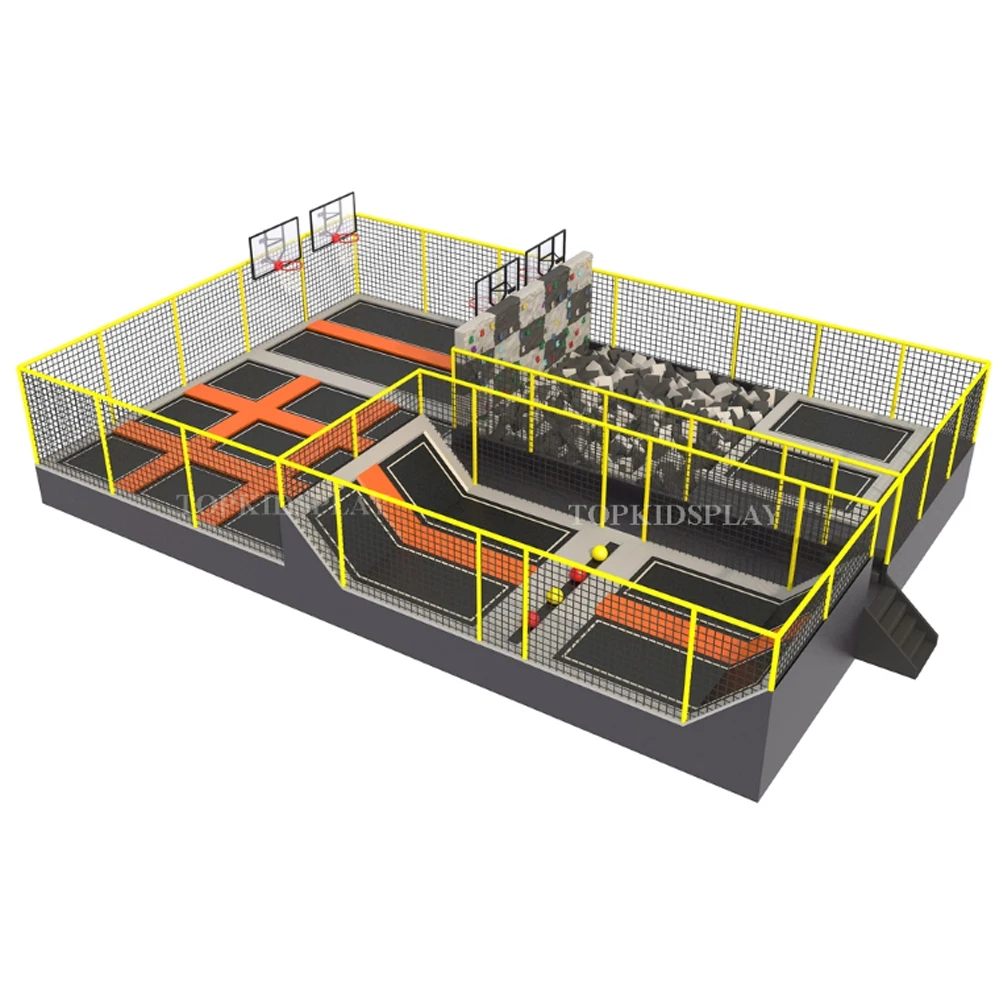 Design Rectangular Fitness Bed Jumping Bungee Trampoline Good Elasticity Professional New Park Indoor Custom Unisex Indoor Play