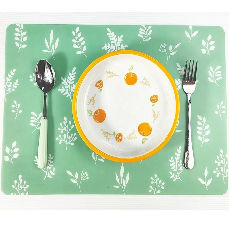 Heat Resistant Household Kitchen Dinner Table Place Mat Custom Print Portable Plastic Placemat