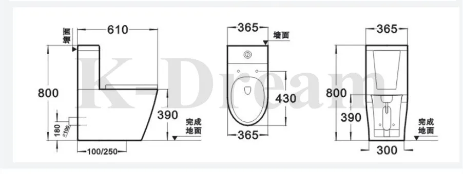 KD-T027TP Grace Bathroom Products Ceramic Modern Two Piece Ceramic WC Toilet Bidet Toilet Hotel Sanitary Ware White Water Closet
