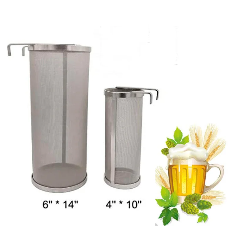 Large Capacity Custom Stainless Steel Basket Cartridge Custom Beer Filter With Hook