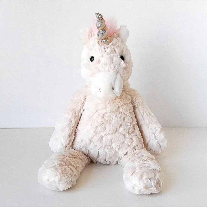 
2020 New arrival white horse with horns soft unicorn stuffed baby plush toys 