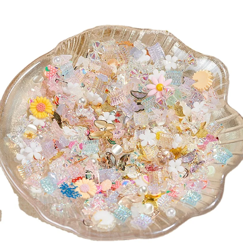 280 Pcs Nail Art Stickers Bowknot Aurora Little Butterfly Bear Pearl Mixed Nails Art Jewelry Nail Decoration Accessories