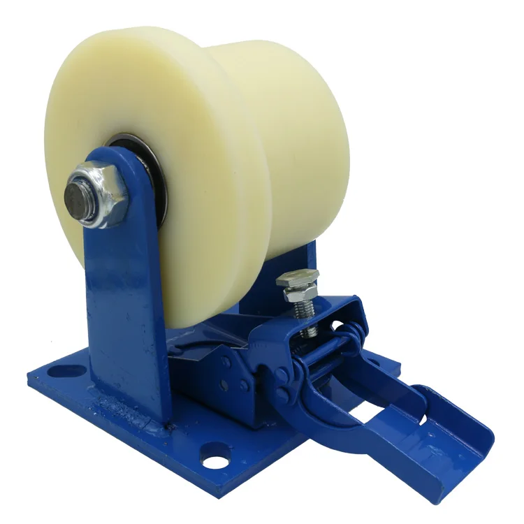 1 ton 1.5ton heavy duty single side solid nylon track roller wheel with brake