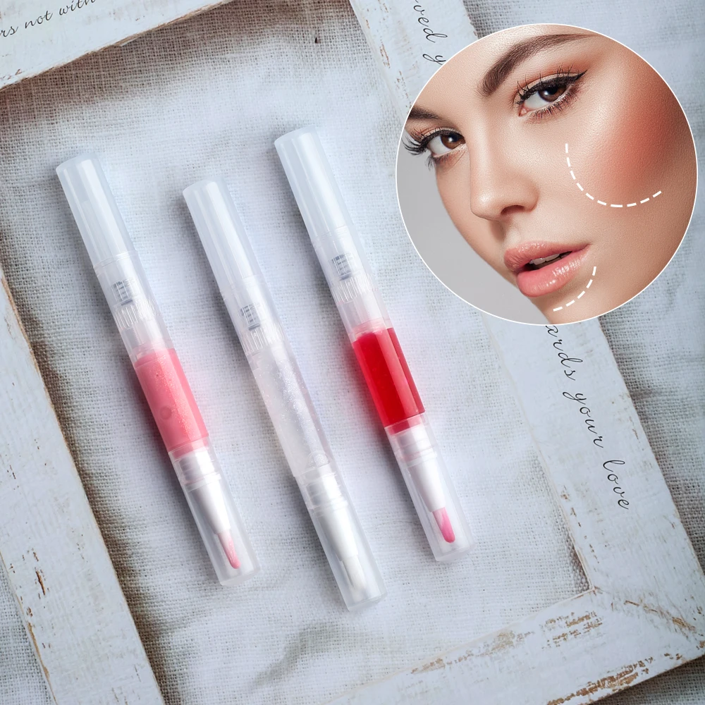 Hot Selling Dual Purpose Rotating Glossy Lip Gloss Pen Guard Gel Isolation Prevent UV SPF Blush Pen