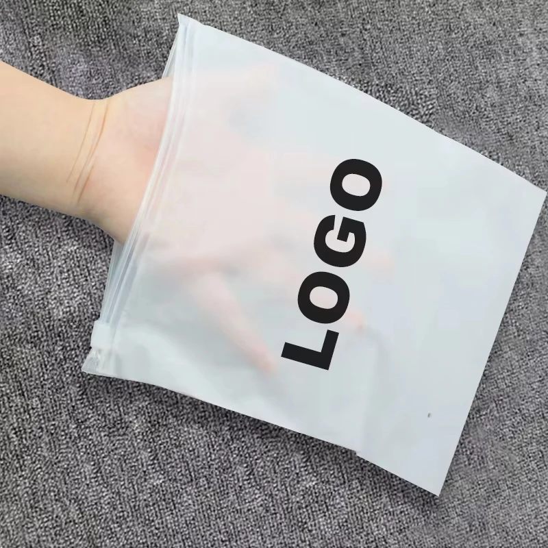 Custom Plastic T Shirt Bags Clothes Frosted Biodegradable Zip Lock Self Sealing Bag Packaging And Printing Custom Logo