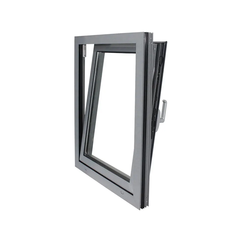 China Made Good European French Single Tilt & Turn Windows Outswing Low-e Matte Black Aluminum Window