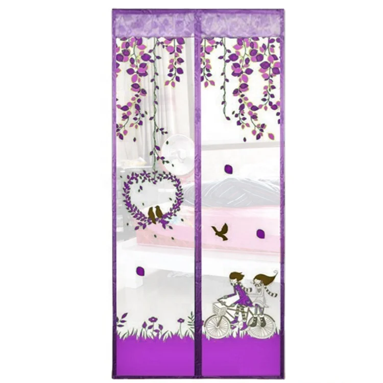 Wholesale cartoon printing colorful magnetic fly screen diy designs door curtain