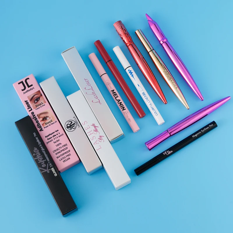 
Private label magic gel waterproof water activated box liquid adhesive magnetic eyelashes with glue lashglue pencil eyeliners 