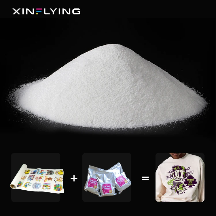 XinFlying hot melt powder for heat transfer printing adhesive white/black textile hot melt powder 1kg delivery from USA