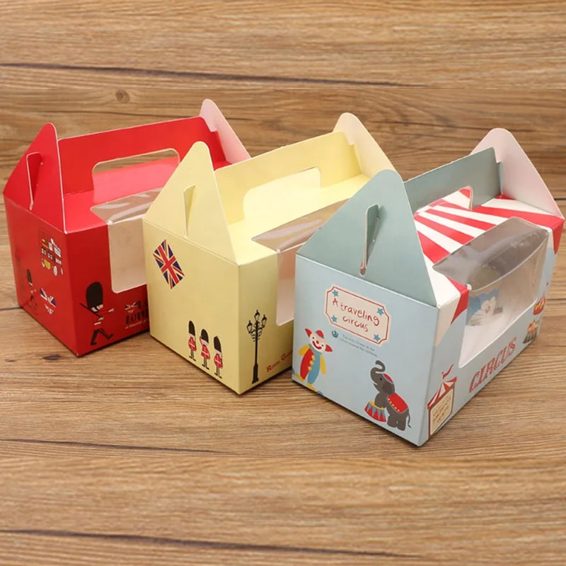 
Custom wedding elegant mini gift food packaging cookie pie kraft cup folding white cake boxes with window and tissue paper 