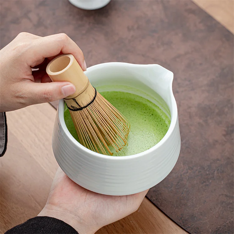 Harmony Japanese Matcha Set  Bowl with Spout  Whisk and Holder Bamboo Scoop 4 Pcs Gradient Green Matcha Kit