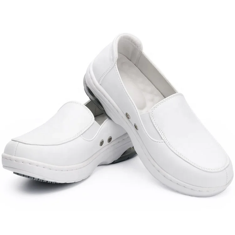 Wholesale Slip Resistant Waterproof EVA White Leather Wedge Nurse Shoes for Hospital