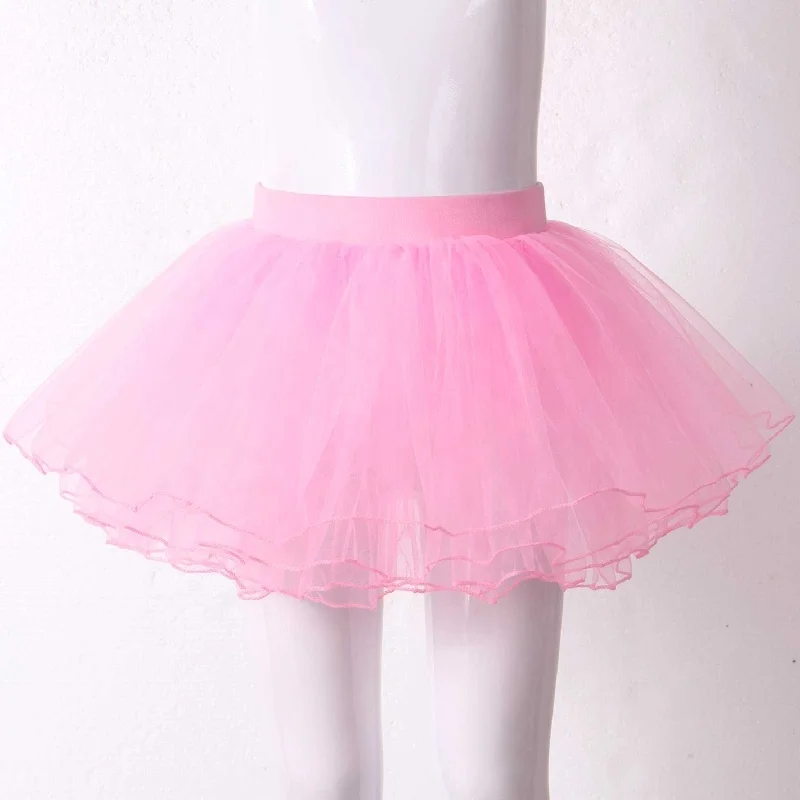 S-XL New Arrivals Kids Four Layer Elastic Waistband Tutu Mesh Skirt For Girl Dance