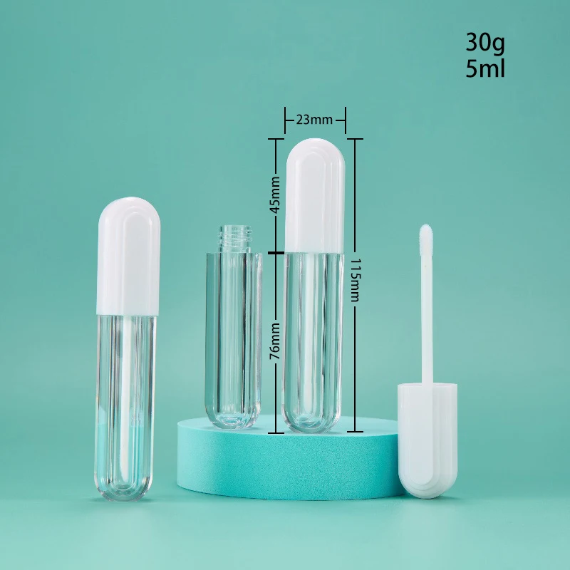 Custom 5ml Clear Lip Gloss Tube With Thickened White Cap
