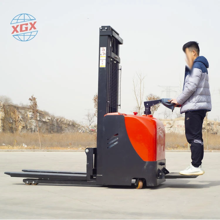 Hot electric fork lift slef loading pallet truck 1000kg 500kg battery automatic stacker machine