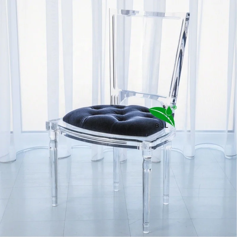 Restaurant Hotel Furniture Clear Transparent Wedding Event Acrylic Chair With Seat Cushion