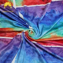 Нет минимального заказа, 95% полиэстер, 5% спандекс, тянущаяся трикотажная супермягкая ткань из спандекса с принтом