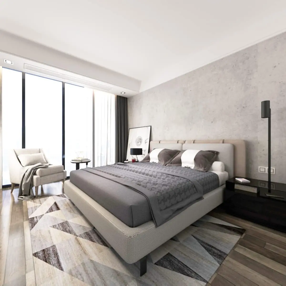 Wholesale 3d Matte Light Gray Vinyl textured peel and stick removable concrete cement wall wallpaper for bedroom