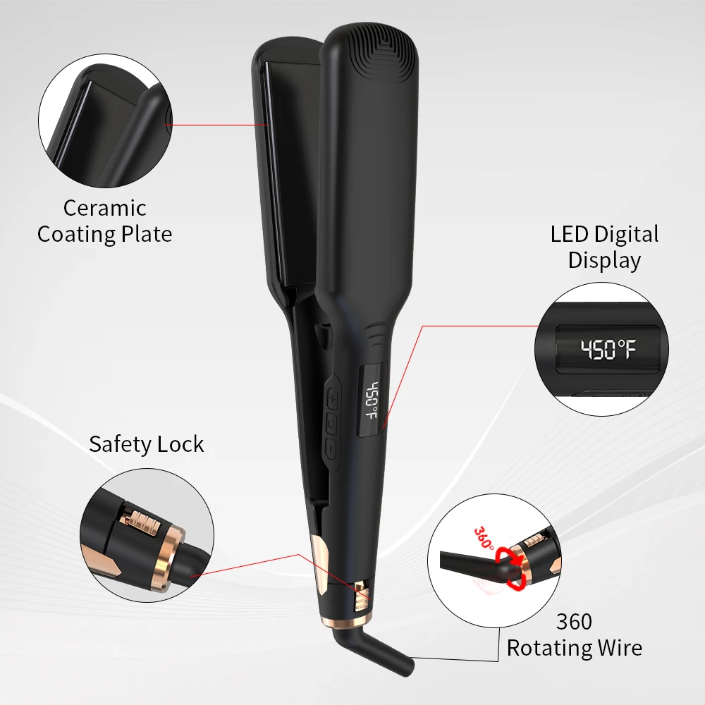 Custom Portable Titanium infrared Professional Flat iron Hair Straighteners Styling Tools 2-in-1 Flat Irons Hair Straightener