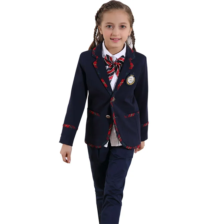 England Style Suits Spring and Autumn Royal Mature Kids Formal Wear Suits Office Design Children Blazer Sets Girls