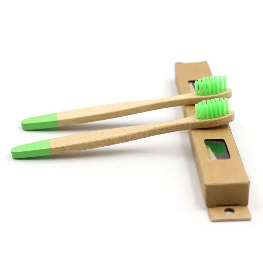 
Custom Zero Waste Products Colorful Flat Carbon Wooden Handle Biodegradable Kids Bamboo Toothbrush Bamboo 