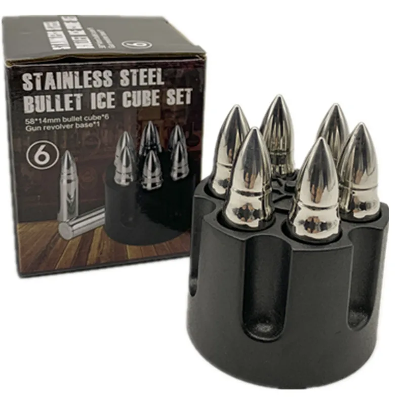 
Amazon hot sale good quality ecofriendly stainless steel ice cube bullet shaped whiskey stone 