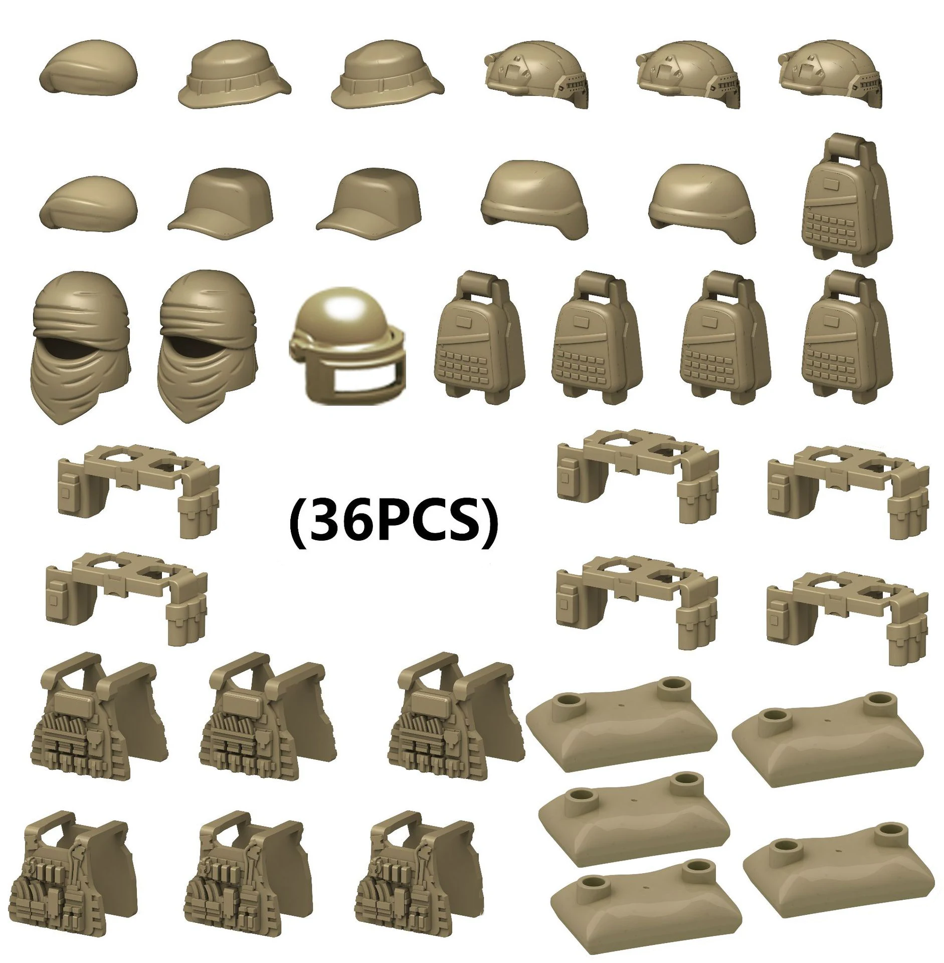 WW2 Accessories Military Weapon SWAT Mini Figure Assemble Building Blocks Kits Sandbag Model Brick Toys Kids