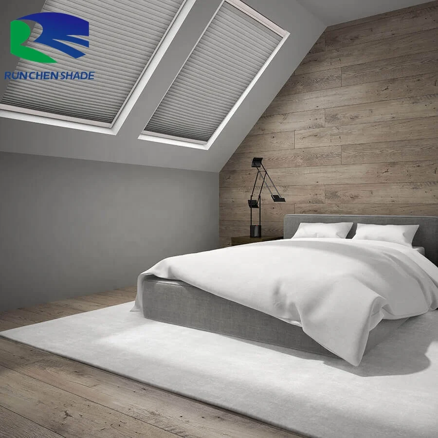 Motorized Skylight Roof Window Cellular Honeycomb Half Blackout Waterproof Blinds Curtain for Skylight Glass Room Sloping Roof R