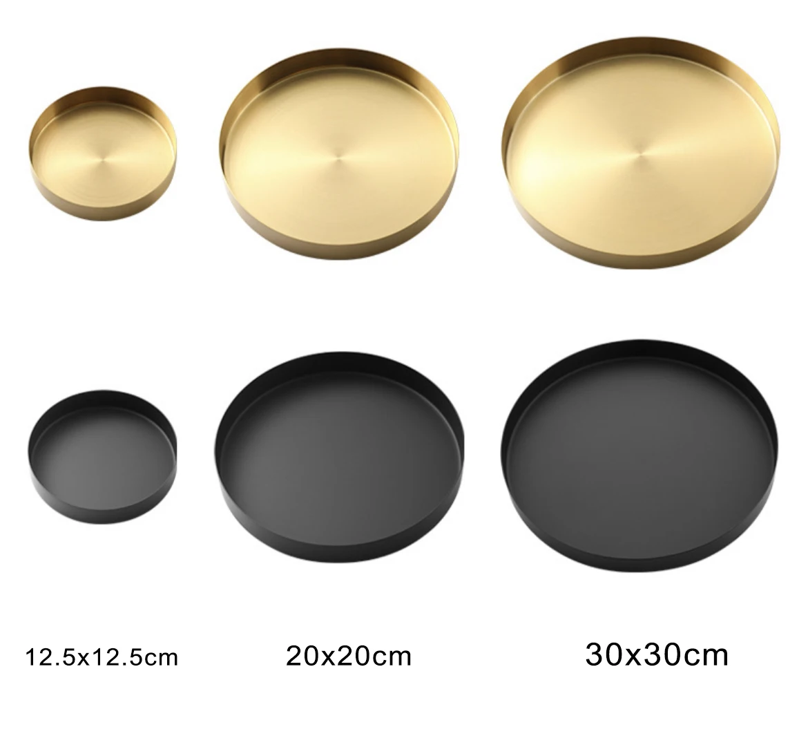 High Quality Gold Stainless Steel Round Jewelry and Make Candle Plate Decorative Tray