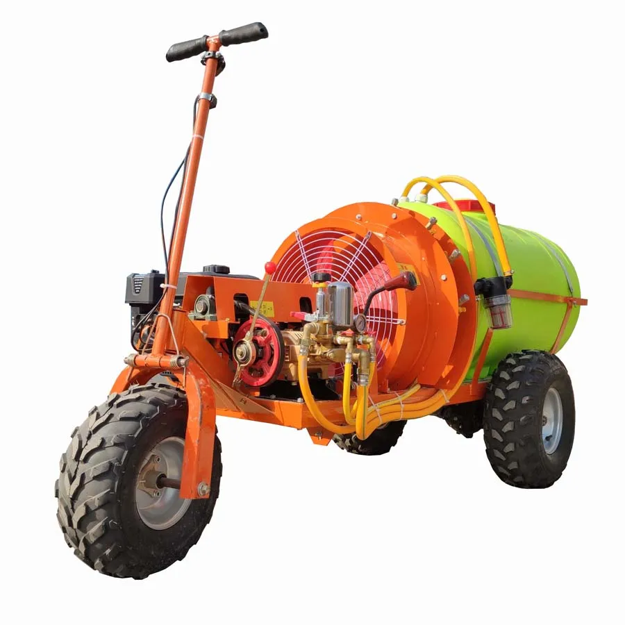Three tyres self propelled garden air blast sprayer