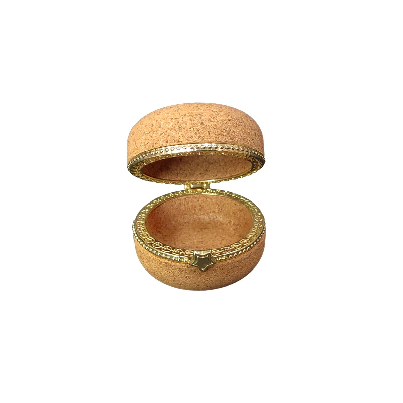 Luxury cork packaging box small cork storage box cork jewelry box for wedding bands and earrings
