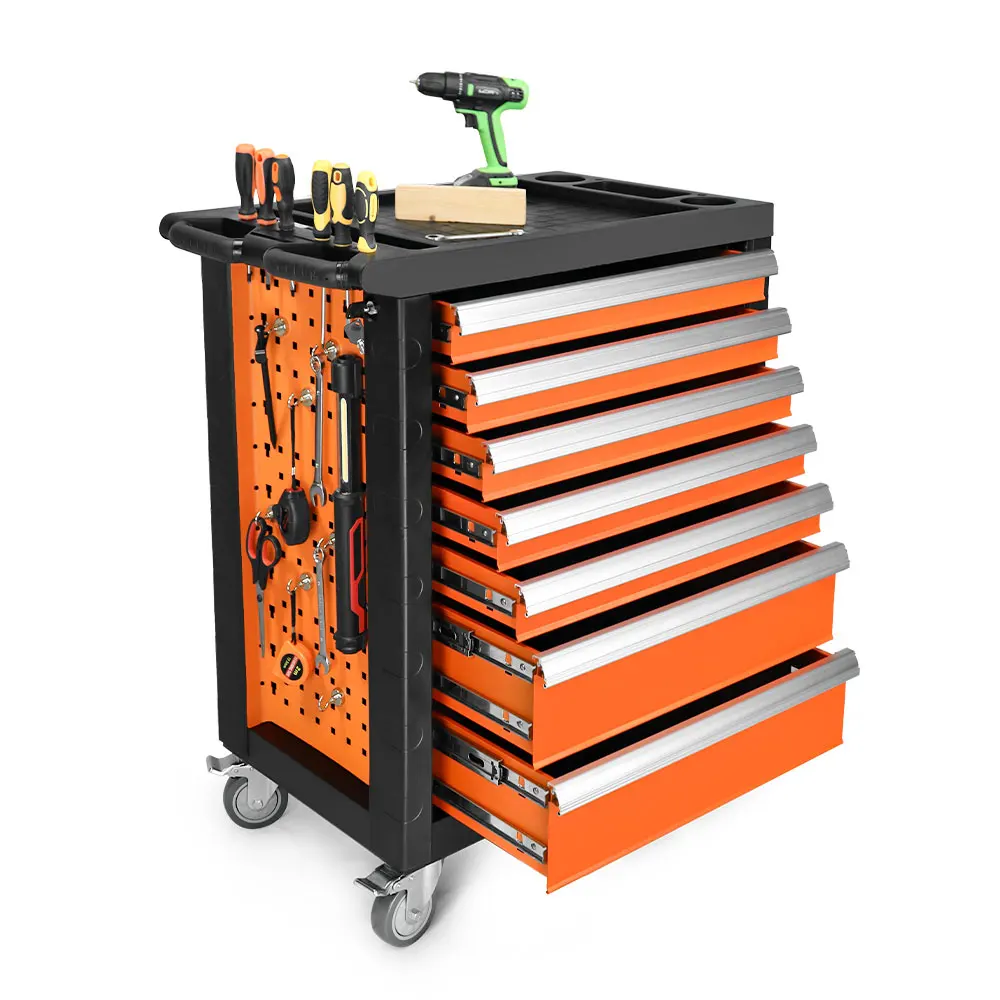 Heavy Duty Professional Movable Tool Trolley Chest Workshop Garage Storage 7 Drawer Tool Box Roller Cabinet for Garage