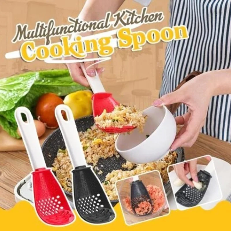 Kitchen Multifunctional Grinding Cooking Spoon Mashing And Draining Colander Grinding Ginger Garlic Spoon Fruit Vegetable Tools