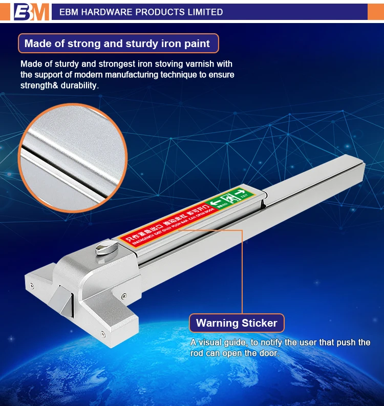 80cm Exit door push bar panic exit device with lever handle Emergency push bar panic lock Fire door anti panic bar