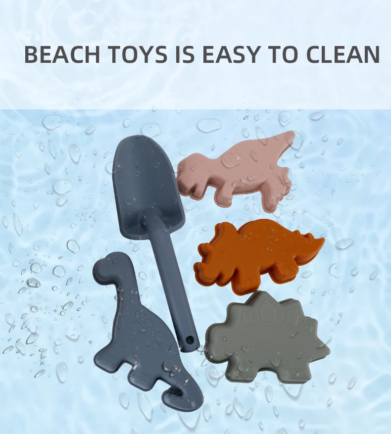 Modern Baby Travel Friendly Sand Beach 7pcs Set Toys Kids Bucket Shovel Bag 3D Marine Theme Molds Toddlers Silicone Beach Toys